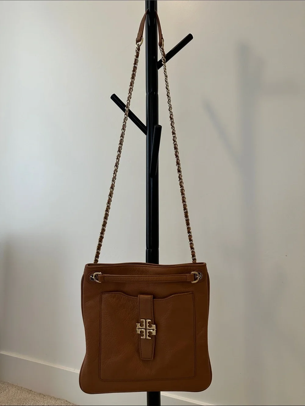 Tory Burch Tan Leather Chain-Handle Shoulder Bag